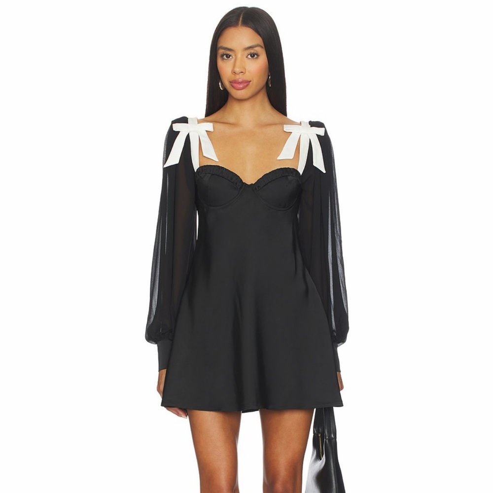 Majorelle Revolve Bayleee Black Coquette Bow Bustier Mini Dress Size XS NWT